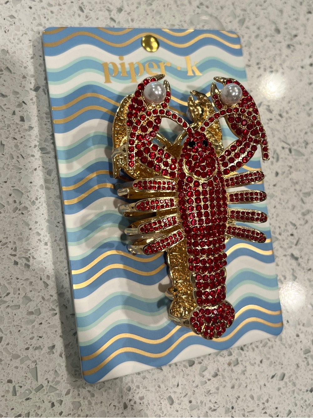 Piper K Red Crystal Lobster Hair Clip NEW